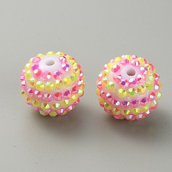 Цитрин Полосатый узор из смоляных стразов, круглые, для ювелирных изделий diy, брелки и ручки с бусинами, цитрин, 19.5~20x17.5 мм, отверстие : 2.8 мм