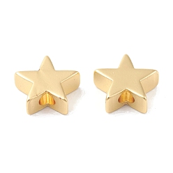 Настоящее золото 18K Стойки обшивки латунные бусины, без кадмия и без свинца, долговечный, звезда, реальный 18 k позолоченный, 8x8.5x3.5 мм, отверстие : 1.8 мм