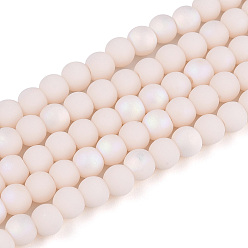 Папайя Оранжевый Матовые непрозрачные стеклянные бусы пряди, круглые, с половиным покрытием, с покрытием AB цвета, papayawhip, 4~4.5 мм, отверстие : 0.6 мм, около 97~100 шт / нитка, 14.76~15.16 дюйм (37.5~38.5 см)