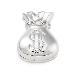 Платина Покрытие стойки латунь микро паве бусины циркония, без кадмия и без свинца, долговечный, кошелек, платина, 16x13x7.5 мм, отверстие : 1.4 мм