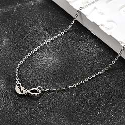 Платина Антикоррозийное родиевое покрытие 925 ожерелья из стерлингового серебра с цепочкой-кабелем, с застежками пружинного кольца, тонкая цепь, платина, 18 дюйм (45.7 см) x 1 мм