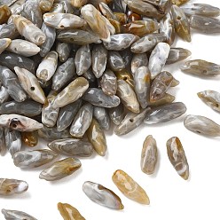 Gray Two Tone Imitation Gemstone Style Acrylic Beads, Teardrop, Gray, 18~18.5x6.5~7x7mm, Hole: 1.4mm, about 1140pcs/500g