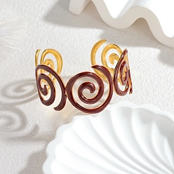 Коричневый Vortex 304 браслеты-манжеты из нержавеющей стали, широкие браслеты для женщин, с эмалью, коричневые, внутренний диаметр: 2-3/8 дюйм (6.05 см)