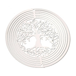 Нержавеющая Сталь Цвет Древо жизни 201 нержавеющая сталь 3 вращающийся подвесной ветряной вертушка, для украшения сада внутри и снаружи помещения, не тускнеет, цвет нержавеющей стали, 50x0.3 мм, отверстие : 1.5 мм