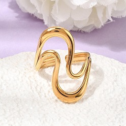 Настоящее золото 18K 304 открытые кольца-манжеты из нержавеющей стали для женщин, ионное покрытие (ip), реальный 18 k позолоченный, 28 мм, размер США 8 1/2 (18.5 мм)