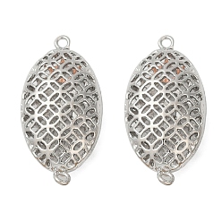 Платинированный Латунные полые соединительные подвески, овальные связи, без кадмия, без никеля и без свинца, Реальная платина, 28x14x8 мм, Отверстие : 1.4 мм & 1.5 мм