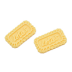 Золотистый Непрозрачная смола декодирует кабошоны, имитация еды, печенье, золотые, 20x34x3 мм