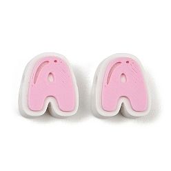 Letter A Cuentas de plástico europeo, abalorios de grande agujero, rosa, letra A, 17.5~18x8~20x8 mm, agujero: 4.5 mm