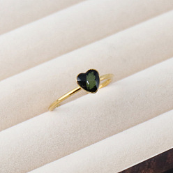 Черный Регулируемые кольца-манжеты из нержавеющей стали, смолы и сушеных цветов, сердце, золотые, чёрные, 304 мм