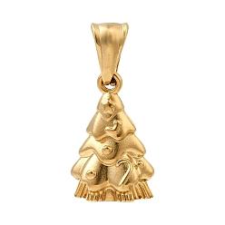 Real 20K Gold Plated 304 подвески из нержавеющей стали, очарование рождественской елки, ионное покрытие (ip), реальный 20 k позолоченный, 22x14.5x9.5 мм, отверстие : 8x5 мм