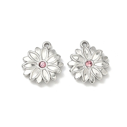 Нержавеющая Сталь Цвет 304 из нержавеющей стали горный хрусталь подвески, , цвет нержавеющей стали, 16x15x2.5 мм, отверстие : 1.3 мм