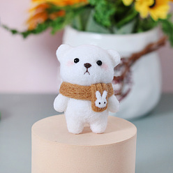 Белый Медведь подвеска украшение наборы для начинающих иголка для валяния своими руками, включая шерсть, игла для валяния, пенопластовая панель, инструкция, белые, 55x45 мм