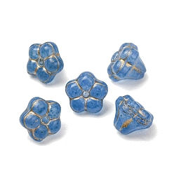 Cornflower Blue Handmade Lampwork Bead Caps, Flower, Cornflower Blue, 7x8.5x8.5mm, Hole: 1mm, about 240pcs/bag