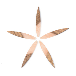 Легкий Лосось Подвески из непрозрачной смолы и ореха, лошадиный глаз , светлый померанцевый, 43x7x3 мм, отверстие : 1.6 мм