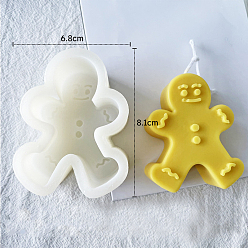 Blanc Moules de statue en silicone de qualité alimentaire, thème de noël, bricolage de bougies, Moules de moulage en résine pour sculpture de portrait, pour la résine UV, fabrication de bijoux en résine époxy, gingerbread man, blanc, 8.5x7x3.3 cm
