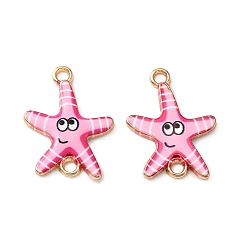 Бледно-Розовый Подвески из сплава эмали с морской тематикой, золотой свет, морская звезда, розовый жемчуг, 21x16x2 мм, отверстие : 1.8 мм