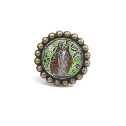 Сова Плоские круглые ручки для стеклянных ящиков, со сплавом, шкаф тянет ручки, аксессуары для дверных ручек, сова, 42x35 мм