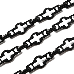 Черный 304 полые поперечные цепи из нержавеющей стали, несварные, вакуумное покрытие pvd, чёрные, 16.5x7x1 мм