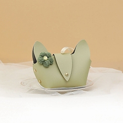Dark Sea Green Creative Imitation Leather Wedding Candy Bag, Flower, Dark Sea Green, 16x13x5.5cm