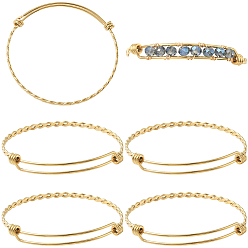 Настоящее золото 18K 6 шт. 304 изготовление браслетов из нержавеющей стали, расширяемые браслеты, реальный 18 k позолоченный, 1/8 дюйм (0.35 см), внутренний диаметр: 2-3/8 дюйм (6 см)