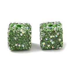 Перидот Бусины из полимерной глины в форме куба со стразами, для ювелирных изделий diy, украшения из ручек и телефонных цепочек, перидот, 14.5x14.5x14.5 мм, отверстие : 4 мм