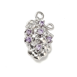 Винограды Латунные микро проложить кубического циркония подвески, фруктовые прелести, стойки покрытие, долговечный, без свинца и без кадмия, винограды, 15.5x10x7 мм, отверстие : 1.2 мм