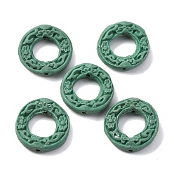 Средний Морско-зеленый Киноварь бисера, резные лакированные, Кольца, средний морской зеленый, 20x19.5x5 мм, отверстие : 1.2 мм