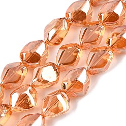 Сэнди Коричневый Стеклянные бусины с гальваническим покрытием , самородки, песчаный коричневый, 12x9.5~10x7 мм, отверстие : 1 мм, около 55 шт / нитка, 25.98'' (66 см)