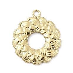 Настоящее золото 18K 316 хирургические подвески из нержавеющей стали, круглое кольцо-шарм, реальный 18 k позолоченный, 19.5x17x1.5 мм, отверстие : 1.6 мм