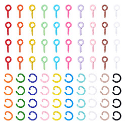 (52) Непрозрачная лаванда 400шт. шт. литые винты с проушиной штифты скобы, за половину пробурено бисера, с 400 железными открытыми прыжковыми кольцами, разноцветные, 10x5x1.5 мм, отверстие : 2.5 мм, штифты : 1.4 мм