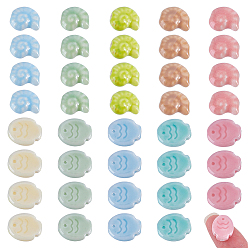 Mixed Color 40Pcs 10 Styles Handmade Porcelain Beads, Fish, Bright Glazed Porcelain, Mixed Color, 15x12.5x5mm, Hole: 1.8mm, 4pcs/colors