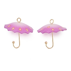 Орхидея Акриловые подвески, зонтик, с латунной найти, сиреневые, 21.5x22 мм, отверстие : 2 мм