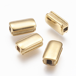 Золотой 304 из нержавеющей стали бусы, ионное покрытие (ip), прямоугольные, золотые, 11x6.5x4 мм, отверстие : 2.5x3 мм