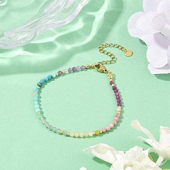 Смешанные камни Браслеты из бисера из натуральных смешанных драгоценных камней чакра для женщин, с круглым бисером Toho и 304 фурнитурой из нержавеющей стали и латуни, граненые, 7-1/8 дюйм (18 см)