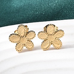 Настоящее золото 18K Цветок 304 из нержавеющей стали серьги стержня, ионное покрытие (ip), реальный 18 k позолоченный, 11.5x12.5 мм