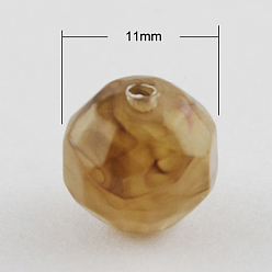 Цвет Древесины Акриловые бусины, Стиль имитация драгоценных камней, граненые, круглые, деревесиные, 11 мм, Отверстие : 2 мм , около 540 шт / 500 г