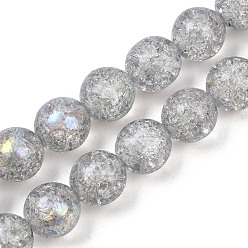 Серый Чешские прессованные стеклянные бусины с эффектом кракле, круглые, серые, 10 мм, отверстие : 1 мм, около 100 шт / упаковка