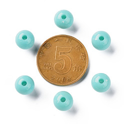 Pale Turquoise Opaque Acrylic Beads, Round, Pale Turquoise, 8x7mm, Hole: 2mm, about 1745pcs/500g