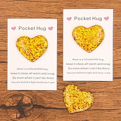 Желтый Смола декодирует кабошоны, сердце с блестками, желтые, 31x35 мм