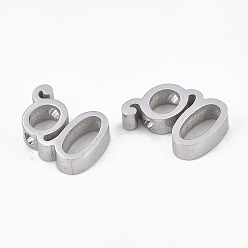 Letter G 304 Stainless Steel Pendants, Stainless Steel Color, Letter, Letter.G, 13x10x3mm, Hole: 1.8mm