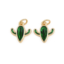 Кактус Латунь эмаль прелести, стойки покрытие, без кадмия и без свинца, долговечный, реальный 18 k позолоченный, с целью перехода в кольце, кактус, 13x12.5x2 мм, отверстие : 3 мм