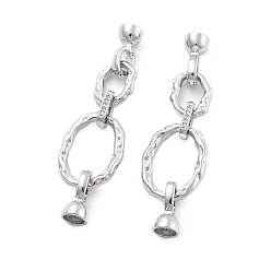 Платина Латунное микропейв, прозрачный кубический цирконий, складные застежки, овальные, платина, 60 мм