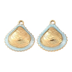 Небесно-голубой 304 подвески из нержавеющей стали, с эмалью, подвески в форме ракушек, реальный 18 k позолоченный, ионное покрытие (ip), голубой, 21x20x4.5 мм, отверстие : 1.6 мм