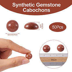 Goldstone Synthetic Goldstone Cabochons, Half Round/Dome, 12x5mm