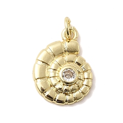 Другие Латунные микро проложить кубического циркония подвески, без кадмия и без свинца, стойки покрытие, долговечный, реальный 18 k позолоченный, с целью перехода в кольце, форма раковины, 17.5x13.5x3.5 мм, отверстие : 3.5 мм