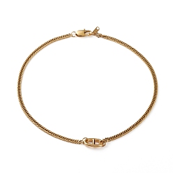 Golden 304 Stainless Steel Oval Pendant Necklaces, with Diamond Cut Chunky Curb Chains, Golden, 15.74 inch(40cm)