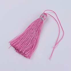 Бледно-Розовый Нейлоновая нить кисточкой большие украшения кулон, розовый жемчуг, 100x10 мм
