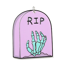 Другие Большие акриловые подвески с тиснением и принтом, с железным кольцом, 50x40x2.5 мм, отверстие : 5 мм