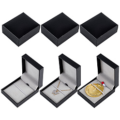 Черный Бумажные коробки для хранения ожерелий, портативный дорожный футляр для украшений (ожерельев), прямоугольные, чёрные, 8.2x6.95x3.4 см