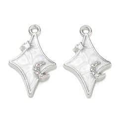 Platine Pendentifs en émail , breloques étoile et lune, platine, 24x15x3.5mm, Trou: 1.2mm